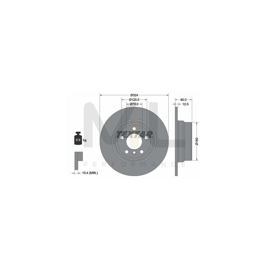 TEXTAR 92107400 Brake Disc for BMW X5 (E53) Solid, without wheel hub, without wheel studs  - 1 piece