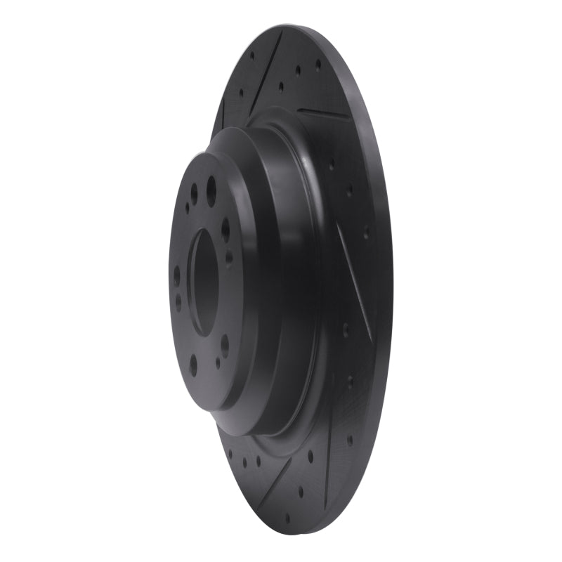 R1 Concepts R1 09-14 Acura TL Rear Left Drilled & Slotted Black Brake Rotor