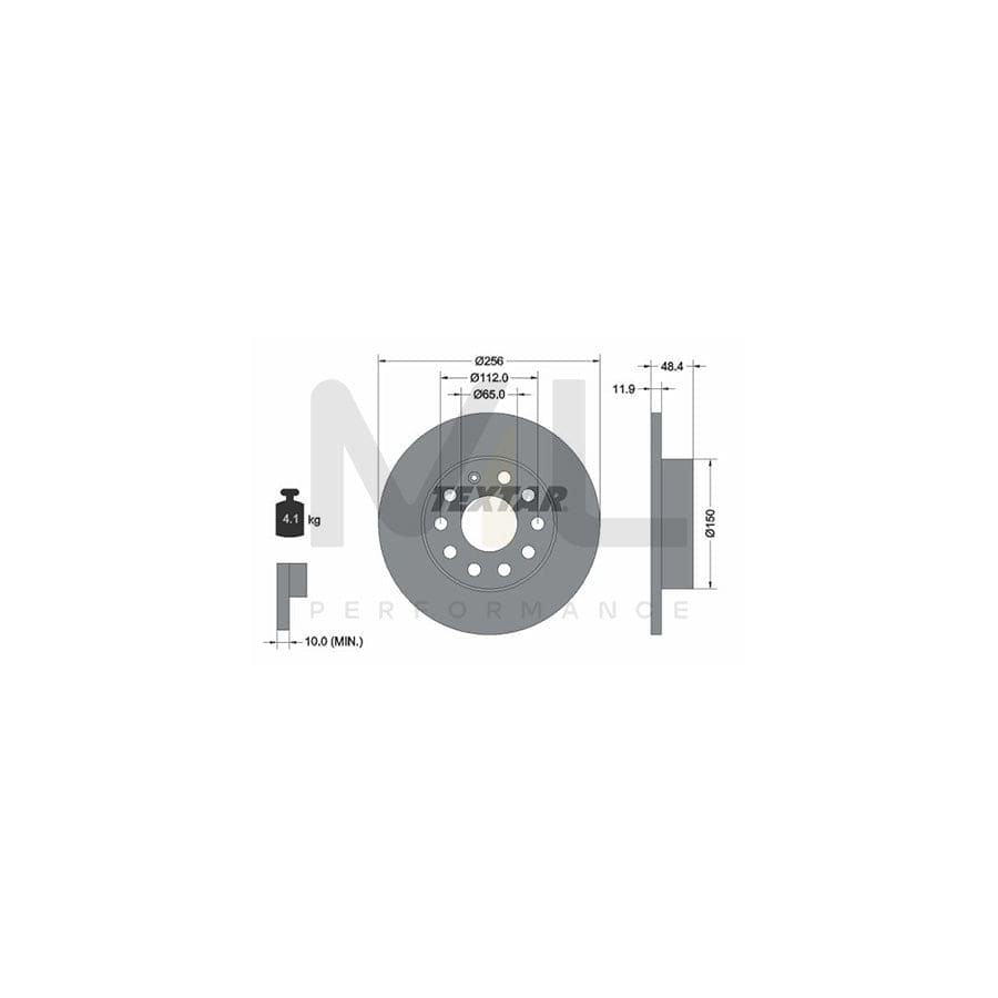 TEXTAR 92121100 Brake Disc Solid, without wheel hub, without wheel studs  - 1 piece