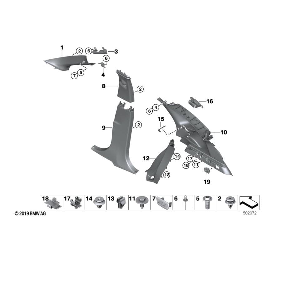 Genuine BMW 51477366845 F48 Cover, Column C, Bottom Left SCHWARZ (Inc. X1 28iX, X1 25iX & X1 18i)