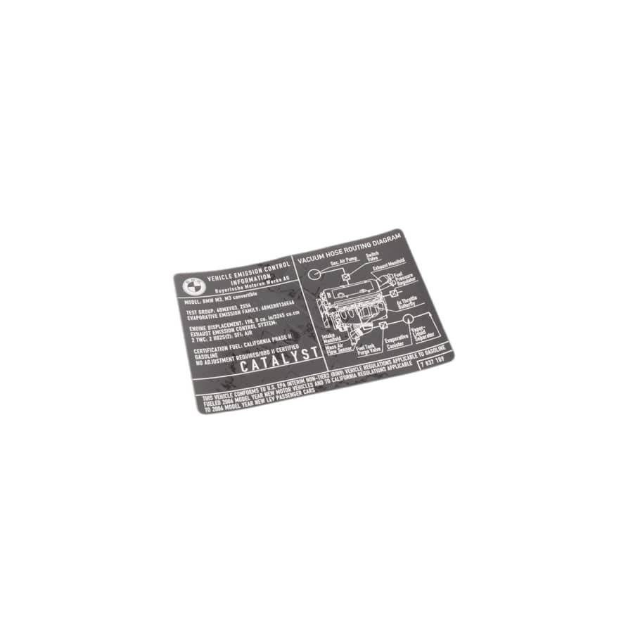 Genuine BMW 71227837109 E46 Label "Exhaust Emission" MJ06 (Inc. M3)