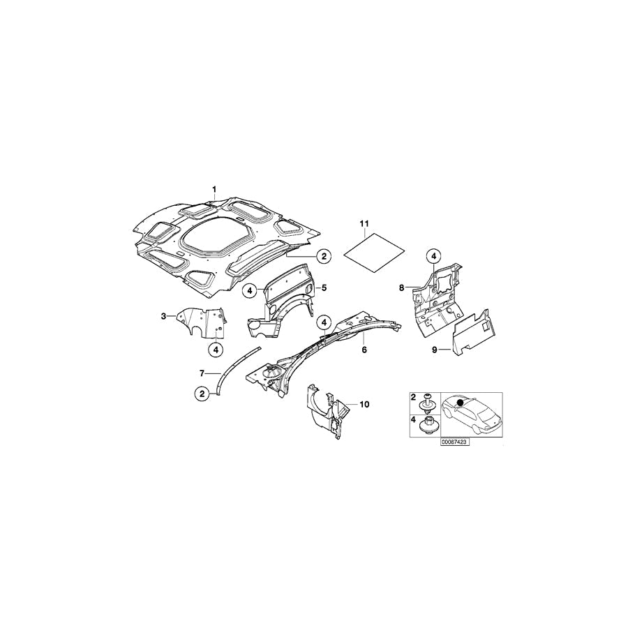 Genuine BMW 51488264204 E52 Sound Insulation, Front Wall,Front,Right (Inc. Alpina V8 & Z8)