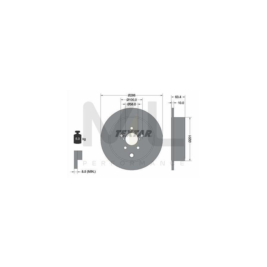 TEXTAR 92200000 Brake Disc Solid, without wheel hub, without wheel studs  - 1 piece