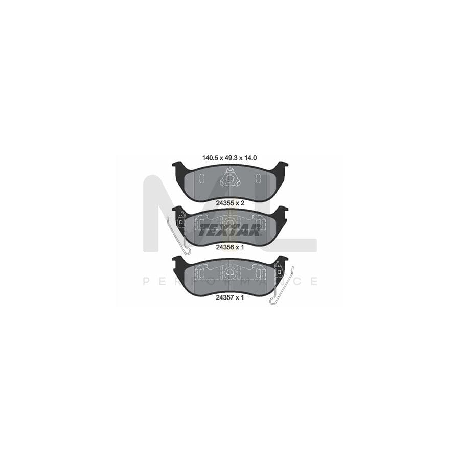 TEXTAR 2435501 Brake pad set not prepared for wear indicator