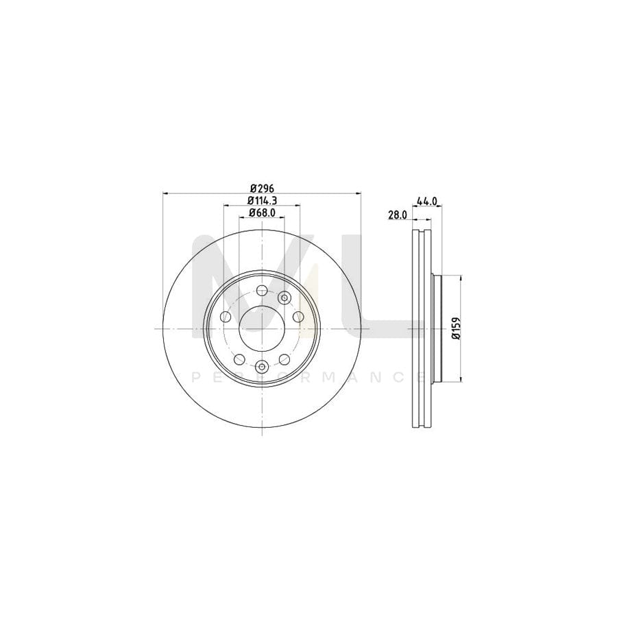 HELLA PRO 8DD 355 122-601 Brake Disc Externally Vented, Coated, without wheel hub, without wheel studs | ML Performance Car Parts