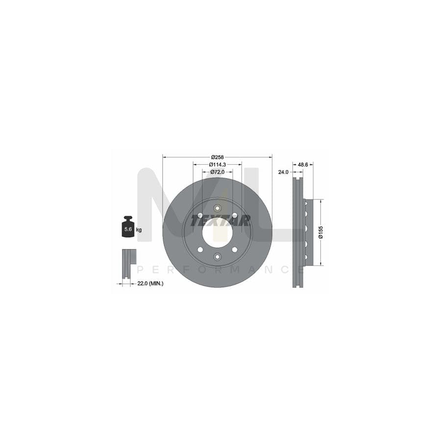 TEXTAR 92104200 Brake Disc Externally Vented, without wheel hub, without wheel studs  - 1 piece