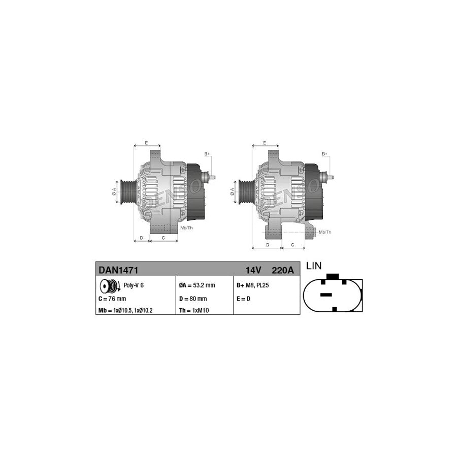 DENSO DAN1471 Alternator