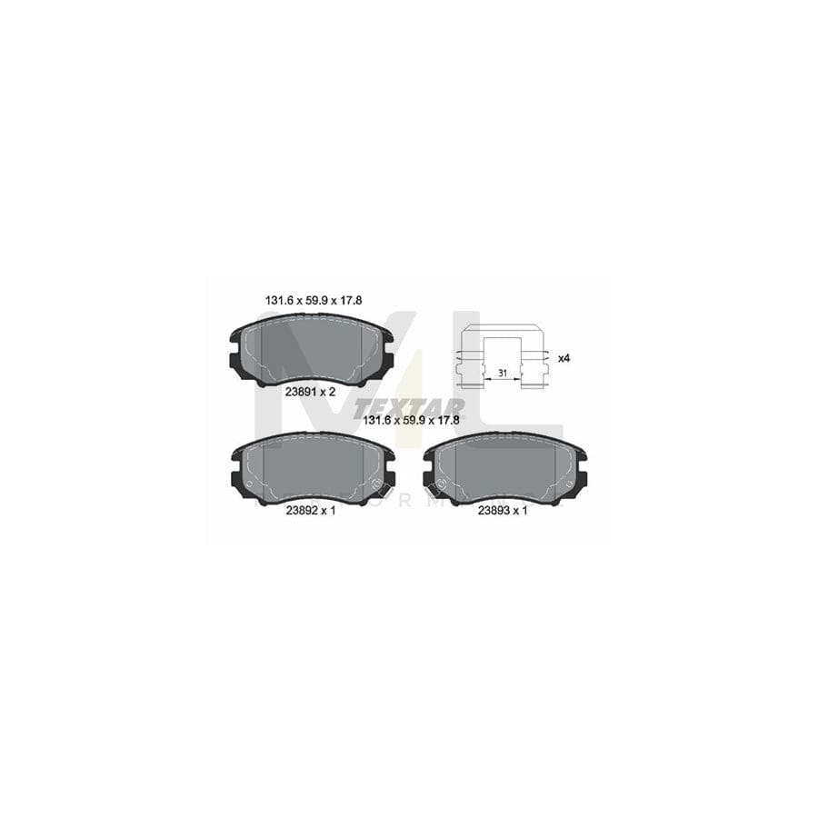 TEXTAR 2389105 Brake pad set with acoustic wear warning