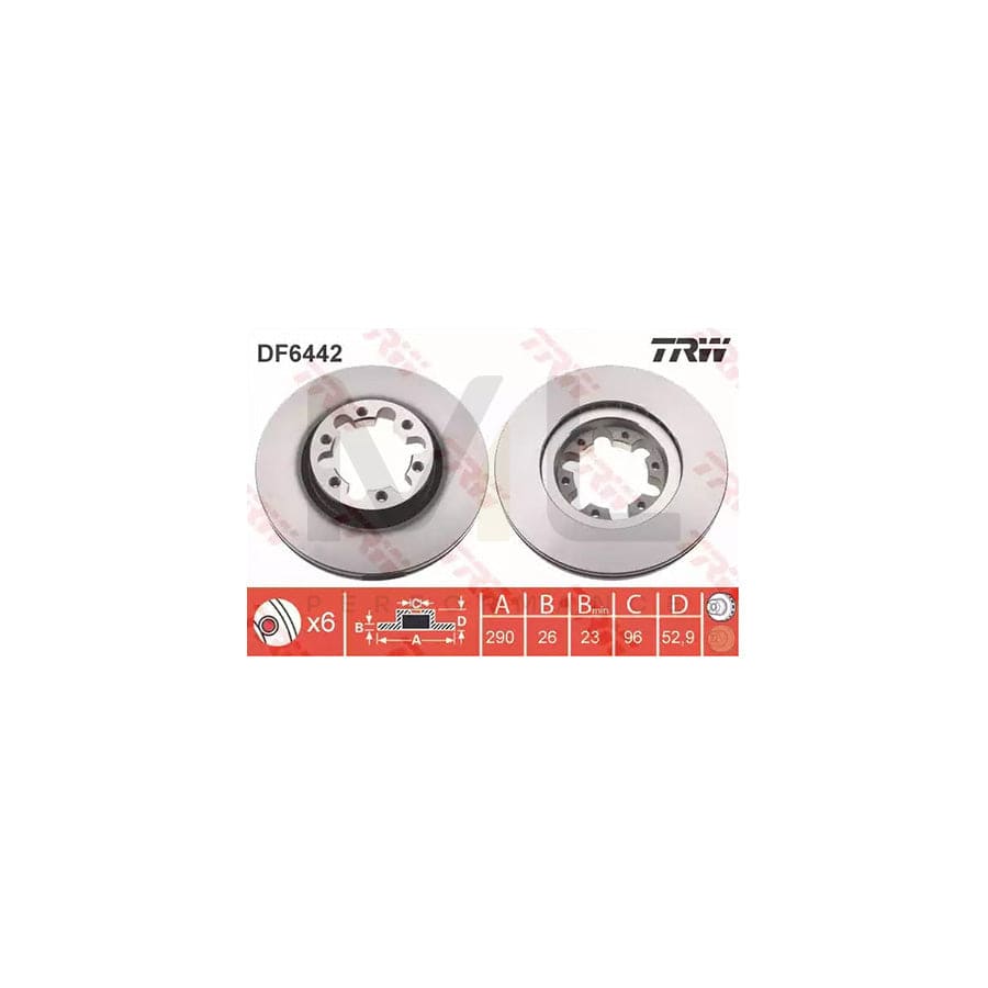 TRW DF6442 Brake Disc Vented  - 1 piece