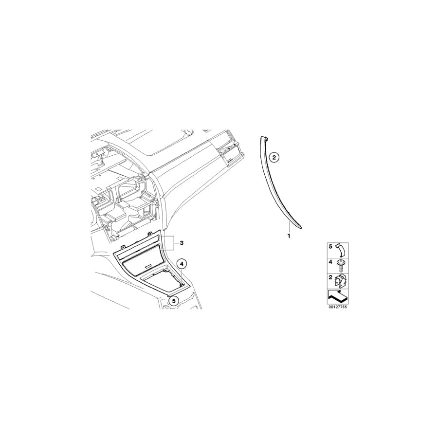 Genuine BMW Mini 51413403854 E83 Inter. Handle,Upper Part Aluminium,Right WOLKENSCHLIFF (Inc. X3)