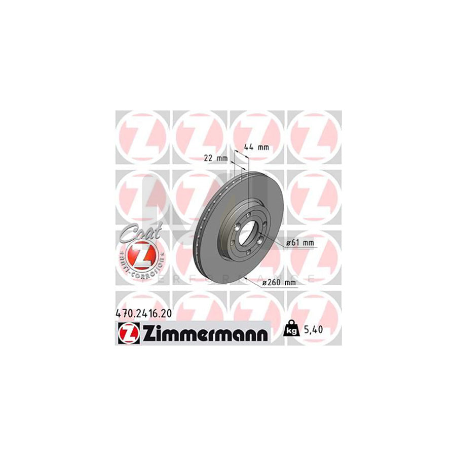 ZIMMERMANN COAT Z 470.2416.20 Brake Disc Externally Vented, Coated, High-carbon  - 1 piece