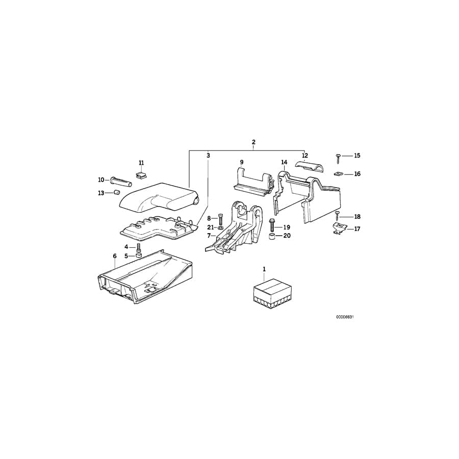 Genuine BMW 51162257257 E36 Armrest Leather M6AT/M7AT (Inc. 320i, M3 & 328i)