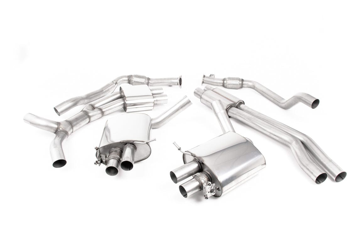 MillTek SSXAU1000 Audi RS5 Resonated Cat-Back Exhaust with Polished Oval Trims
