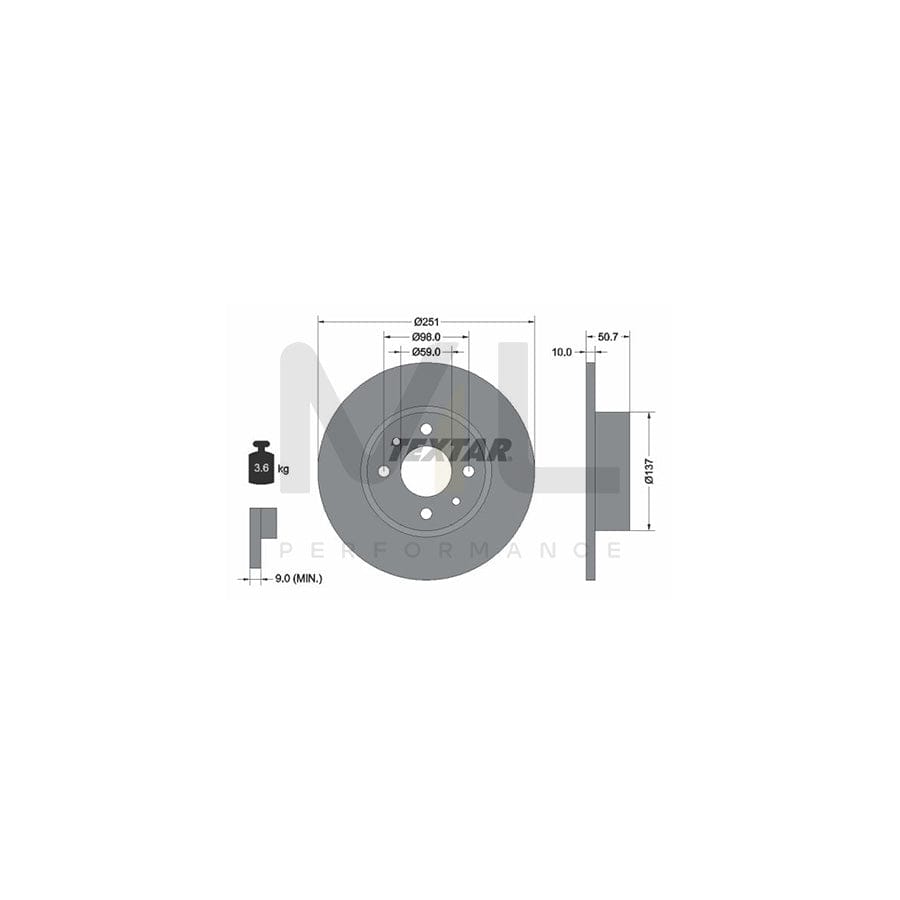 TEXTAR 92034200 Brake Disc Solid, without wheel hub, without wheel studs  - 1 piece