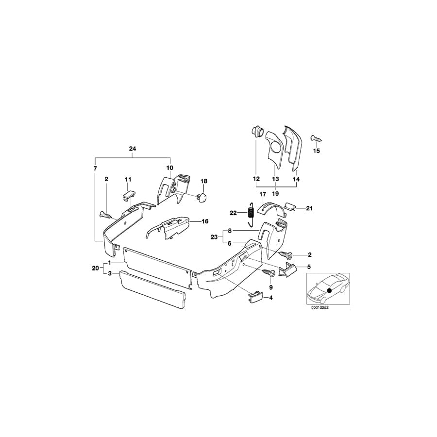 Genuine BMW 52108162493 E31 Covering Cap SILBERGR.DUNKEL (Inc. 850CSi, 850Ci & 840Ci)
