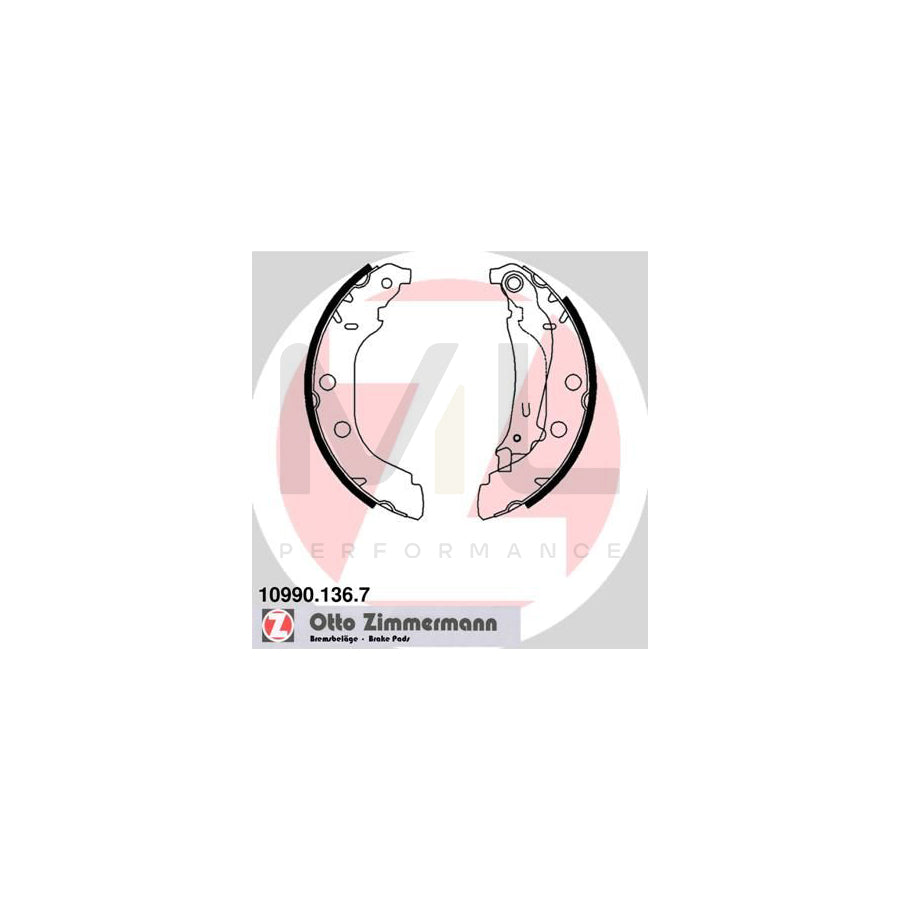 ZIMMERMANN 10990.136.7 Brake Shoe Set for PEUGEOT 406 with lever, without accessories