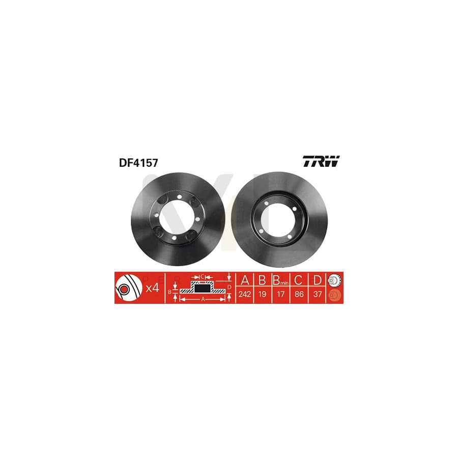 TRW DF4157 Brake Disc for HYUNDAI LANTRA Vented  - 1 piece