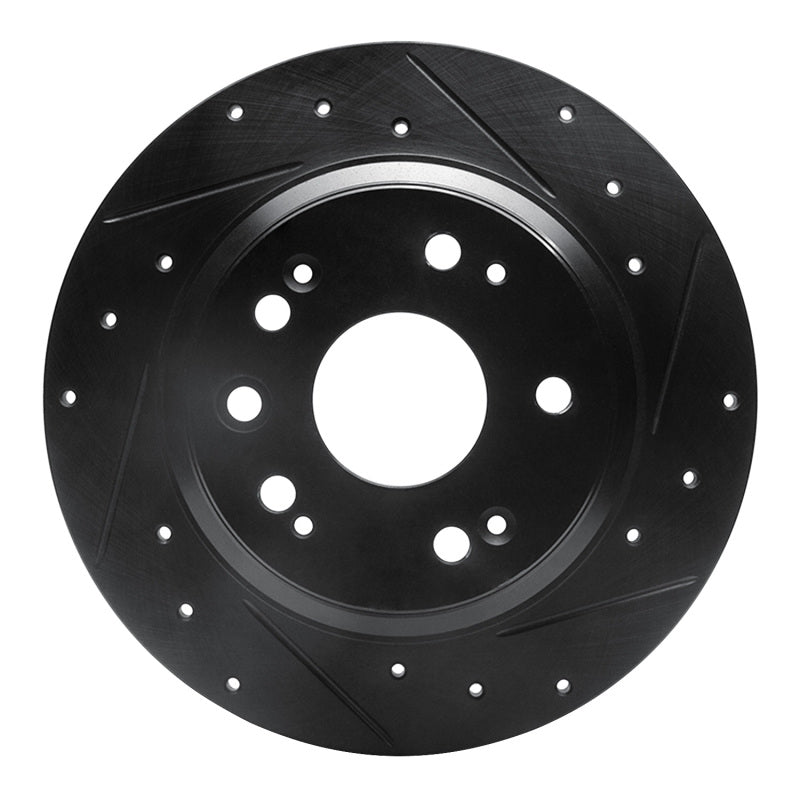 R1 Concepts R1 02-04 Acura RL Rear Right Drilled & Slotted Black Brake Rotor
