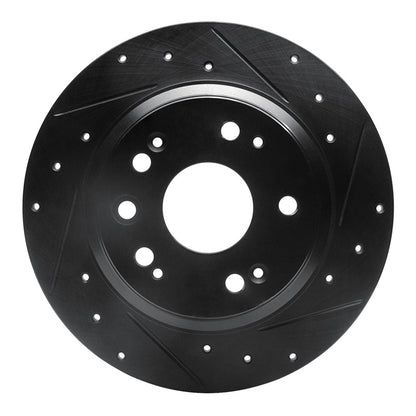 R1 Concepts R1 02-04 Acura RL Rear Right Drilled & Slotted Black Brake Rotor