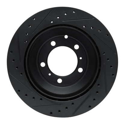 R1 Concepts R1 -23 Porsche Cayenne Rear Right Drilled & Slotted Black Brake Rotor