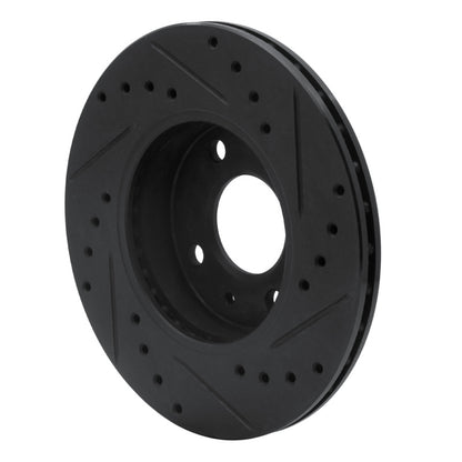 R1 Concepts R1 88-06 Nissan NX Front Left Drilled & Slotted Black Brake Rotor