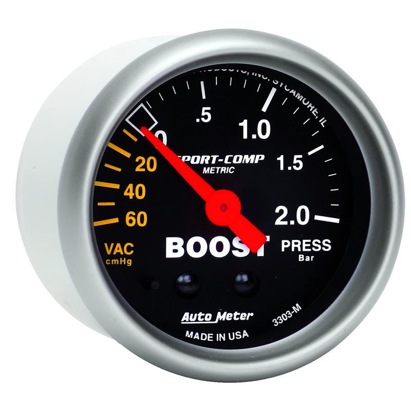Autometer Sport-Comp 52mm 60cm/HG -2.0 Bar Mechanical Boost Gauge