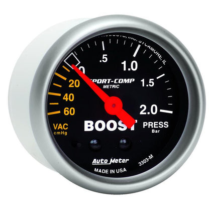 Autometer Sport-Comp 52mm 60cm/HG -2.0 Bar Mechanical Boost Gauge
