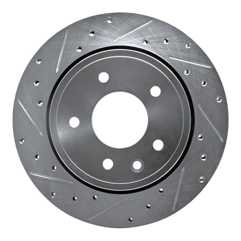 R1 Concepts R1 1995-2006 Jaguar VanDEN PLAS Rear Left Drilled & Slotted Silver Brake Rotor