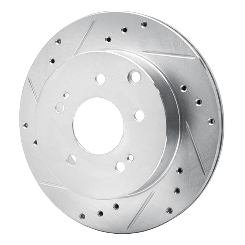 R1 Concepts R1 06-12 Mitsubishi Galant Rear Left Drilled & Slotted Silver Brake Rotor