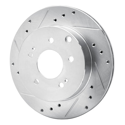 R1 Concepts R1 06-12 Mitsubishi Galant Rear Left Drilled & Slotted Silver Brake Rotor