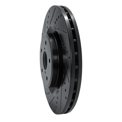 R1 Concepts R1 18-25 Subaru WRX Front Left Drilled & Slotted Black Brake Rotor