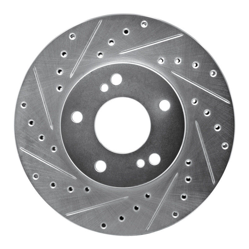 R1 Concepts R1 89-96 Nissan 300ZX Turbo Front Left Drilled & Slotted Silver Brake Rotor