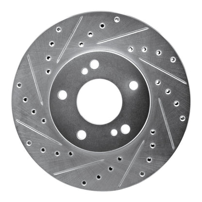 R1 Concepts R1 89-96 Nissan 300ZX Turbo Front Left Drilled & Slotted Silver Brake Rotor