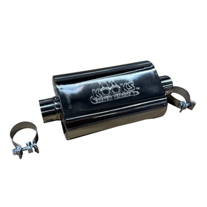 Kooks Headers Kooks 2.5in Oval Clamp In Muffler 12in Long Body Polished Stainless Steel