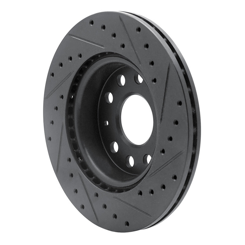 R1 Concepts R1 05-15 Volkswagen BORA (Mexico) Front Left Drilled & Slotted Black Brake Rotor