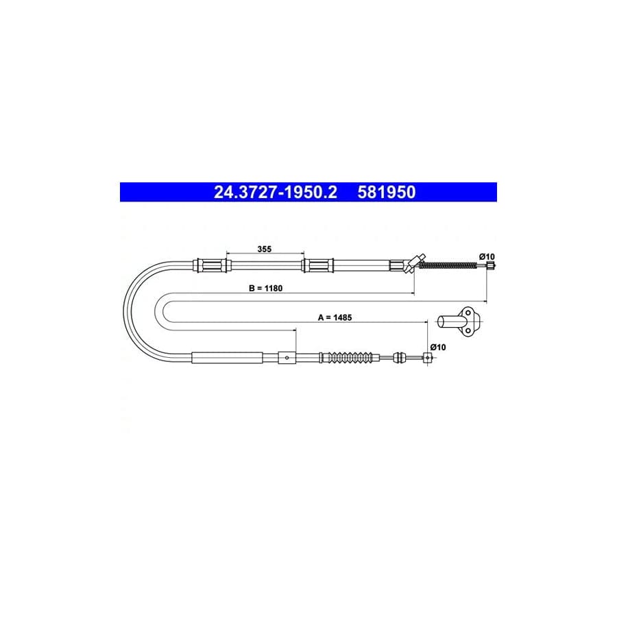 ATE 24.3727-1950.2 Hand Brake Cable for Toyota Starlet V Hatchback (P90)