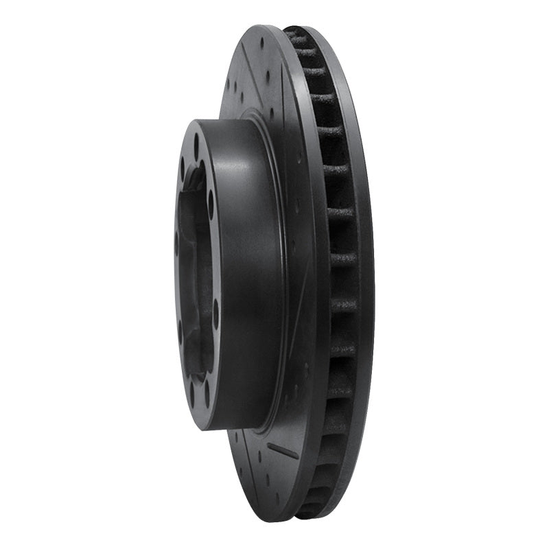 R1 Concepts R1 88-00 Chevrolet K1500 Suburban Front Right Drilled & Slotted Black Brake Rotor
