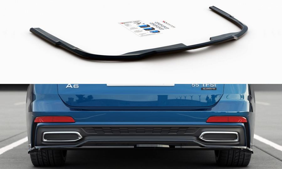 Maxton Design AU-A6-C8-SLINE-RD1T Central Rear Splitter (without vertical bars) Audi A6 S-Line C8 Avant | ML Performance UK Car Parts