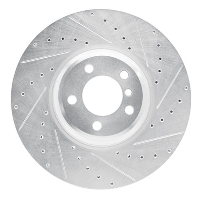 R1 Concepts R1 07-08 BMW ALPINA B7 Front Right Drilled & Slotted Silver Brake Rotor