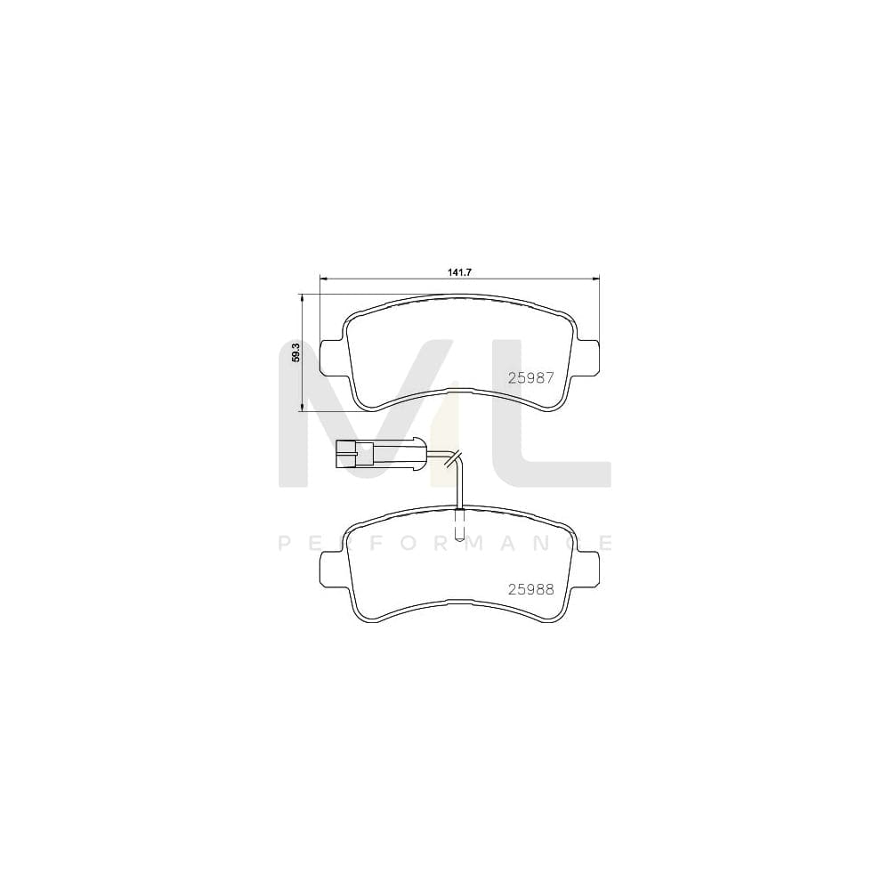 Hella 8DB 355 024-871 Brake Pad Set Incl. Wear Warning Contact, With Accessories | ML Performance Car Parts