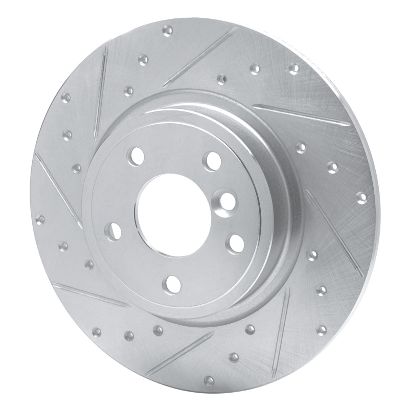 R1 Concepts R1 17-19 Jaguar XE Rear Left Drilled & Slotted Silver Brake Rotor