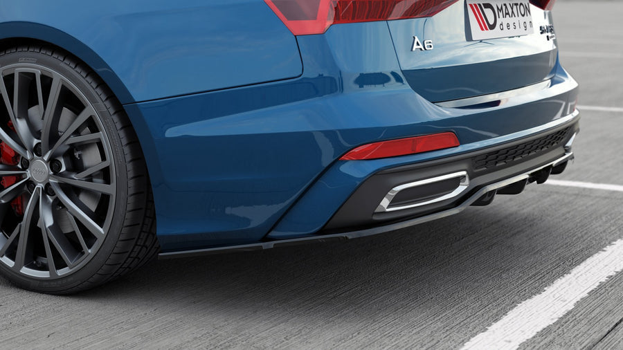 Maxton Design Audi A6 S-Line C8 Avant Central Rear Splitter (with vertical bars)