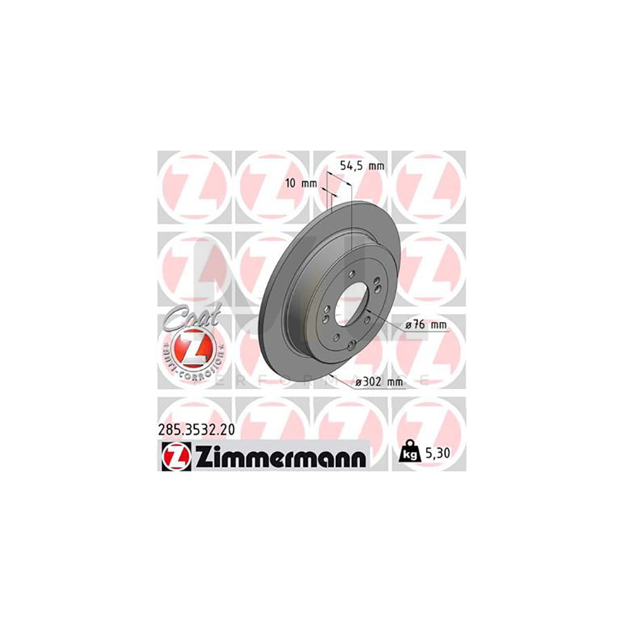 ZIMMERMANN COAT Z 285.3532.20 Brake Disc Solid, Coated  - 1 piece
