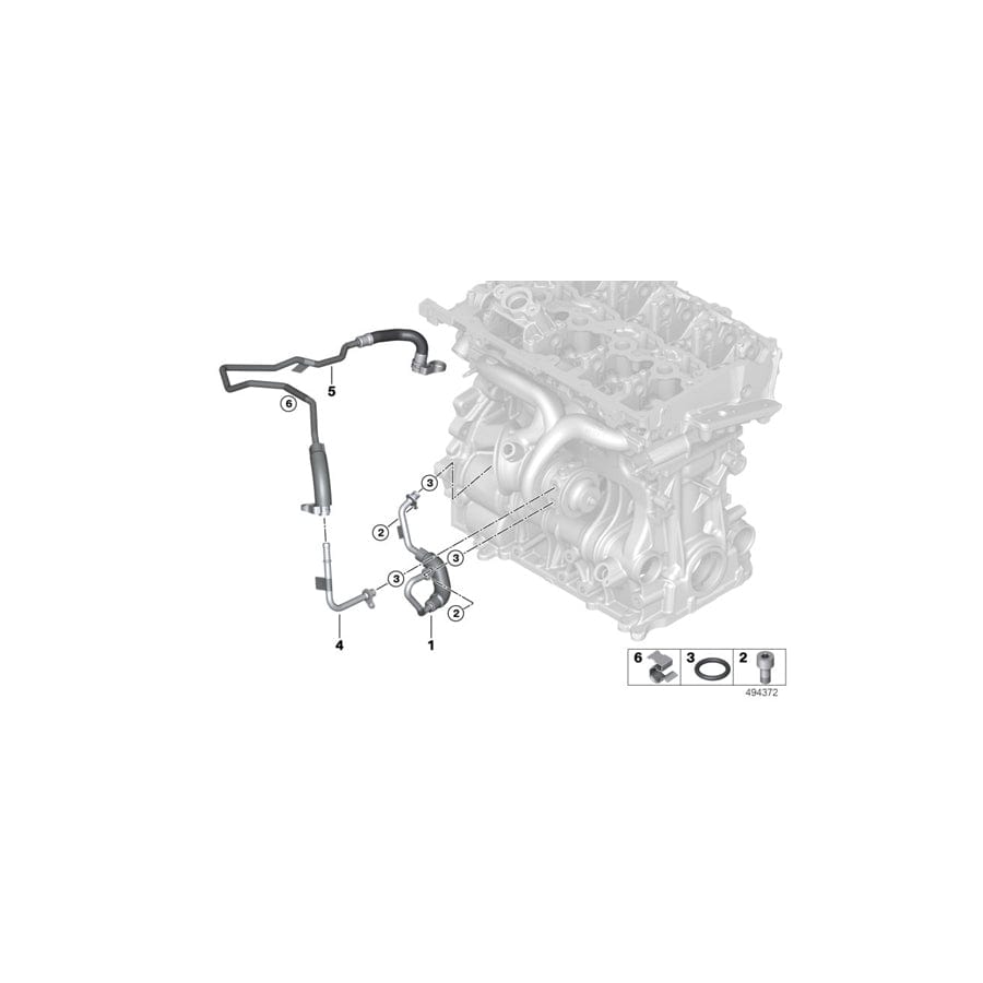 Genuine BMW 11537617532 F45 F55 F48 Line, Turbocharger Coolant Supply Line (Inc. X1 20iX, X2 25iX & X2 20i)