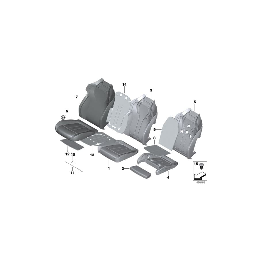 Genuine BMW 52108071275 F90 Cover, Comfort Backrest, Perf. Lthr, Le SILVERSTONE (Inc. M5)