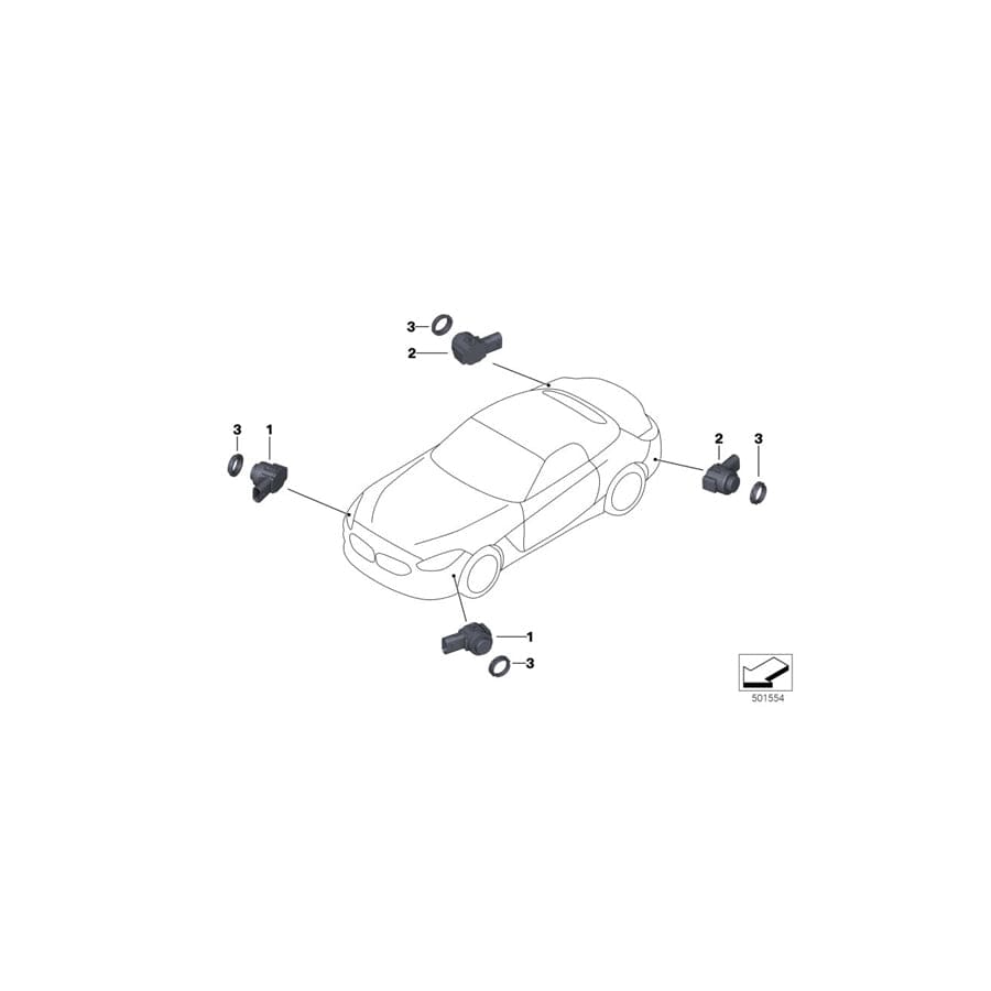 Genuine BMW 66209472275 G29 Ultrasonic Sensor, Frozen Gray Ii WC37 (Inc. Z4 20i, Z4 30i & Z4 M40i)