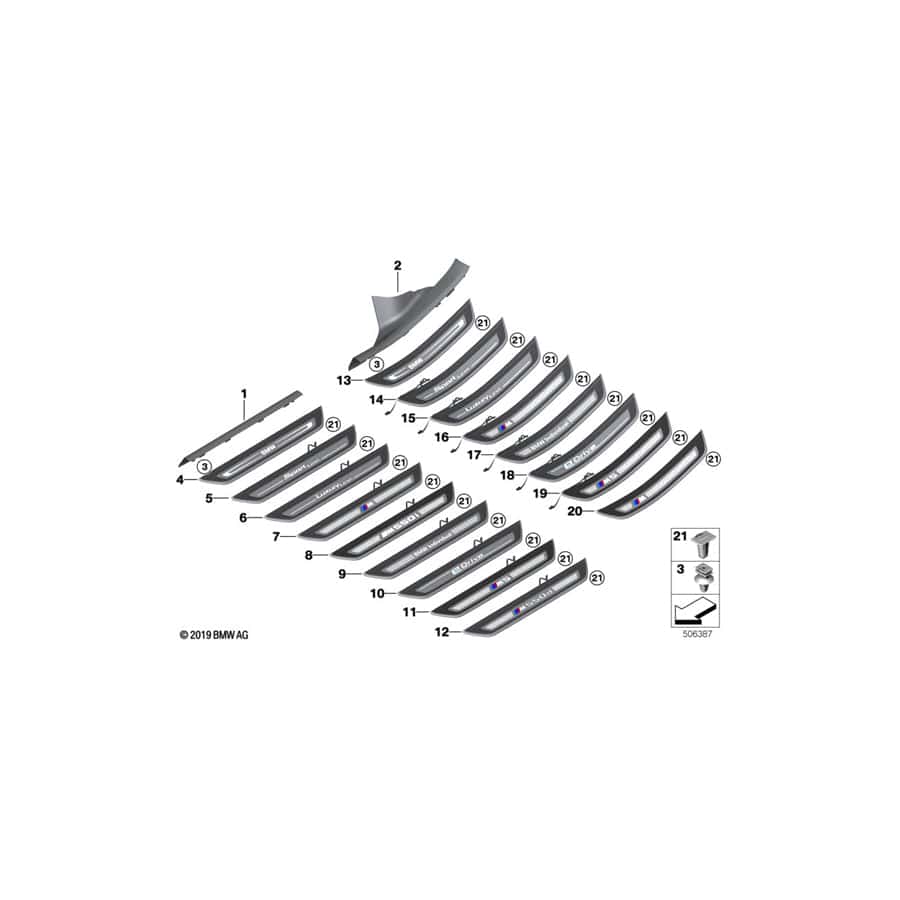 Genuine BMW 51477419304 G30 G31 F90 Cover Plate, Entry Sill, Inner Front SCHWARZ (Inc. 530i, 520d & 530iX)