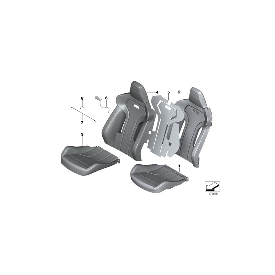 Genuine BMW 52108068576 F82 F82 Leather Cover Sport Backrest Right GTS (Inc. M4 CS & M4 GTS)