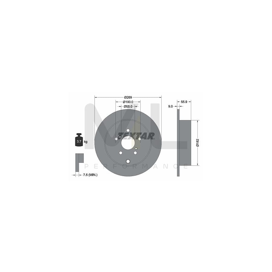 TEXTAR 92170400 Brake Disc Solid, without wheel hub, without wheel studs  - 1 piece