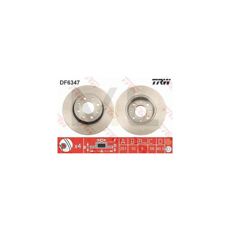 TRW DF6347 Brake Disc for ALFA ROMEO MiTo (955) Solid, Painted  - 1 piece